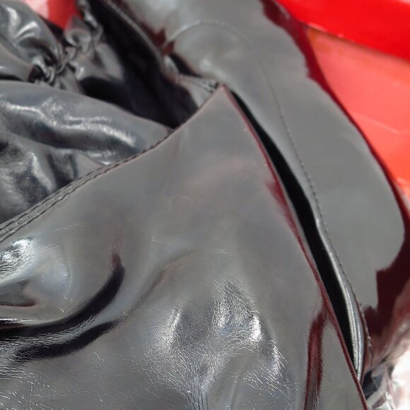 Penthouse Shoes by Elie Lala Faux Stretch Leather & Patent Thigh High Boots 9 - Picture 4 of 8